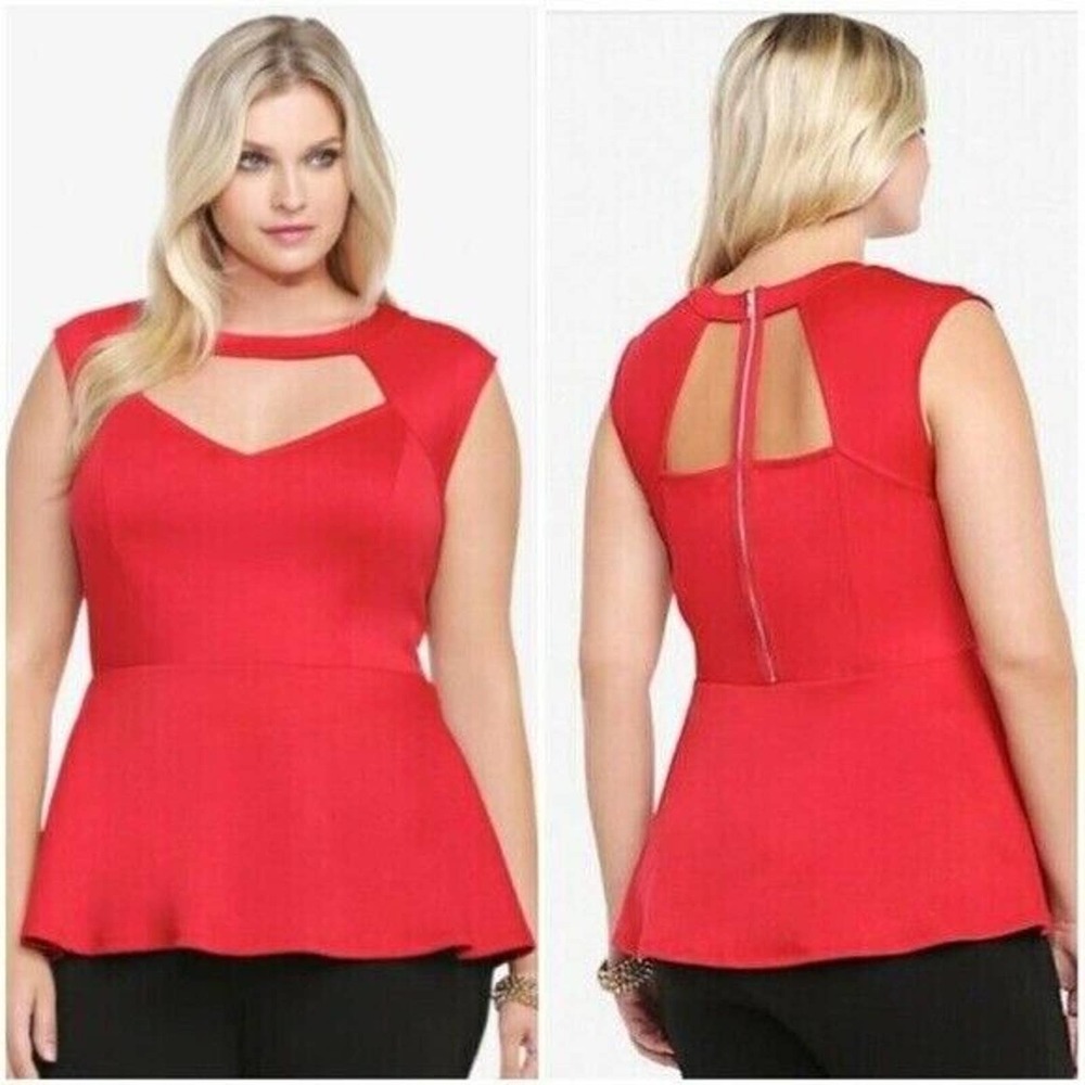NWT Torrid Cutout Peplum Sleeveless Blouse Red Top Women's Plus Size 3 3X H14642 - Picture 1 of 9